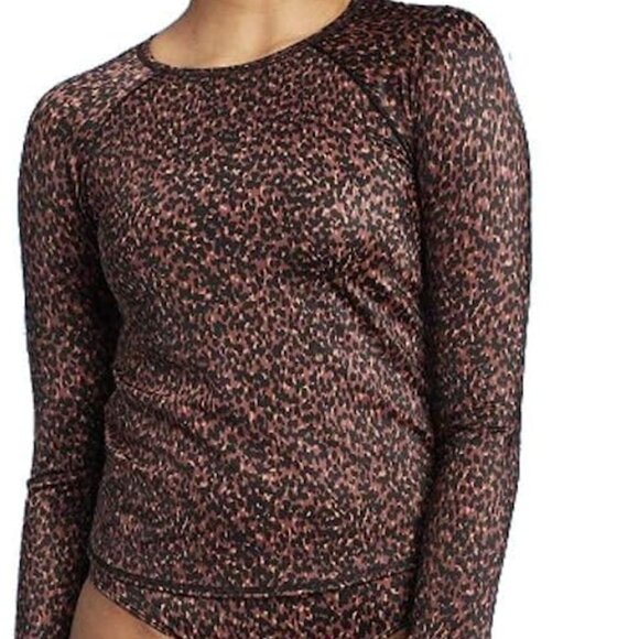 All in Motion Women's Long Sleeve Crew Neck Rashguard - (Rust Animal Print) Swim - Picture 1 of 3